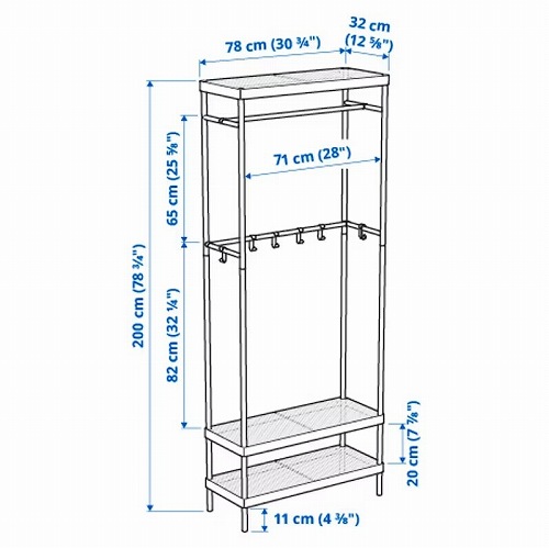 IKEA イケア コートラック 靴収納ユニット付き ホワイト白 78x32x200cm