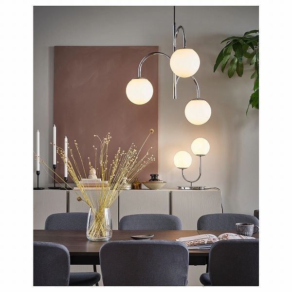 IKEA イケア テーブルランプ クロムメッキ オパールホワイト ガラス 42cm n60470979 SIMRISHAMN スィムリスハムン_5
