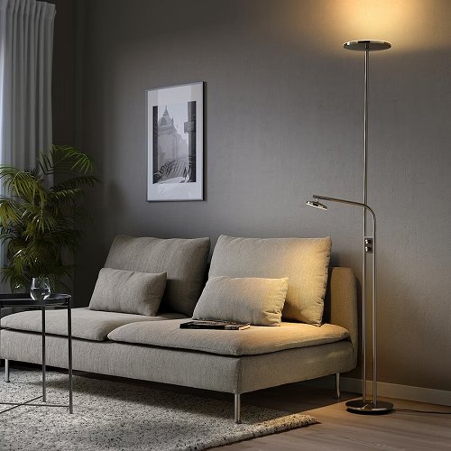 IKEA イケア LEDフロアアップライト 読書ランプ 調光可能 ニッケルメッキ 180cm m20459714 ISJAKT イスヤクト_2