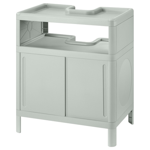 IKEA イケア 洗面ベースキャビネット 引き戸付き/グリーン 50×33×57cm m00597293 IVOSJON イヴォーショーン