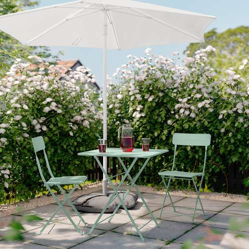 IKEA イケア テーブル＆折りたたみチェア2脚 屋外用 ライトグリーン/ライトグリーン 65×65cm big09573037 SUNDSO スンドソー_4