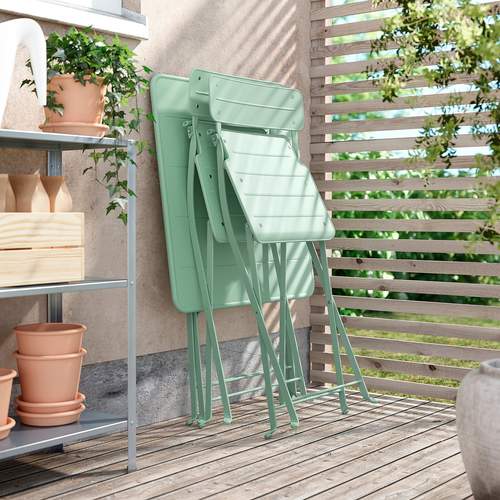 IKEA イケア テーブル＆折りたたみチェア2脚 屋外用 ライトグリーン/ライトグリーン 65×65cm big09573037 SUNDSO スンドソー_5