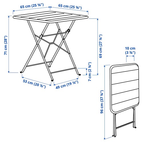 IKEA イケア テーブル＆折りたたみチェア2脚 屋外用 ライトグリーン/ライトグリーン 65×65cm big09573037 SUNDSO スンドソー_7