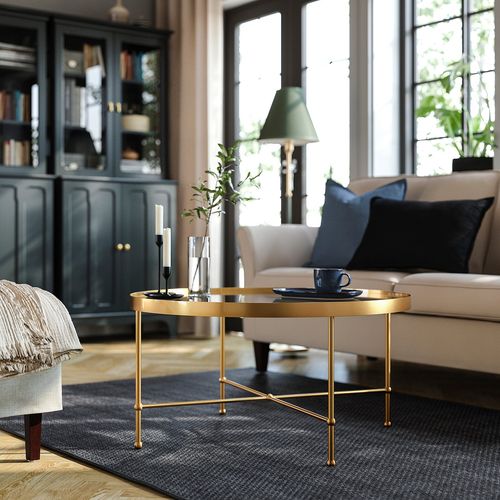 【専用】IKEA センターテーブル 88cm IKEA イケア コーヒーテーブル ゴールド調/ガラス 88cm big10590408