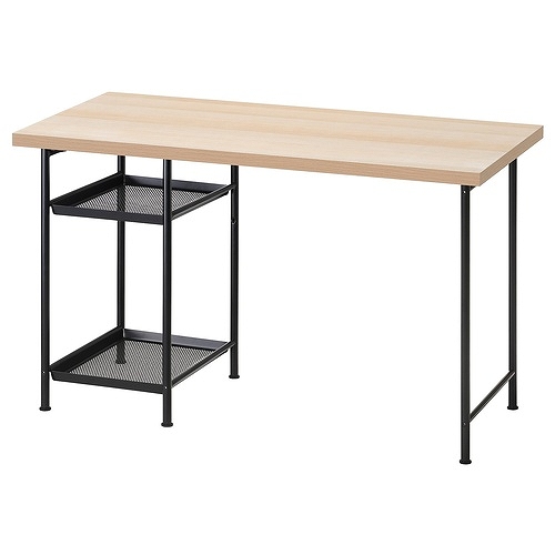 IKEA イケア デスク ホワイトステインオーク調/ブラック 120×60cm 