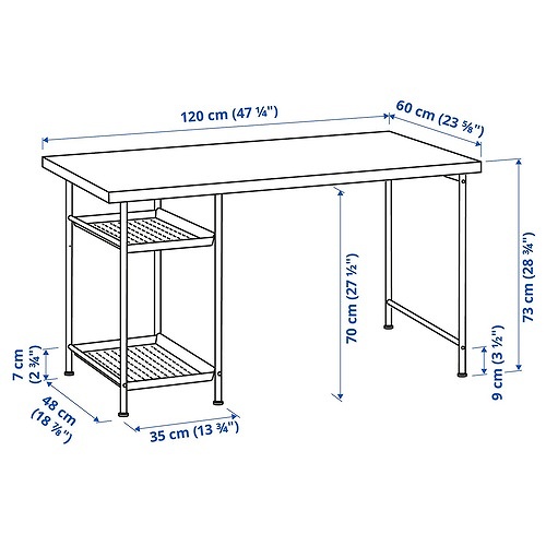 IKEA イケア デスク ホワイトステインオーク調/ブラック 120×60cm 