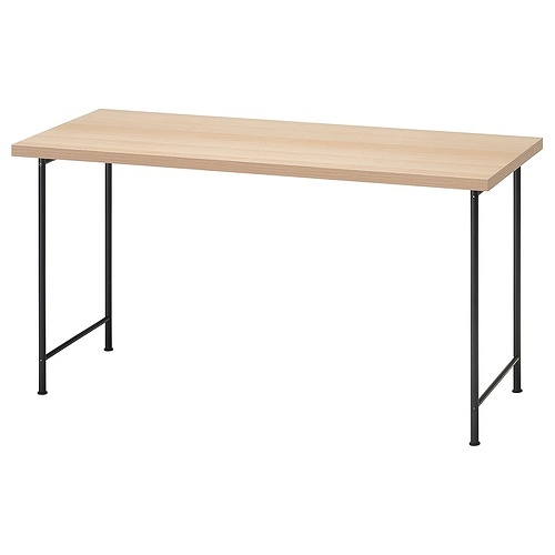 IKEA イケア デスク ホワイトステインオーク調/ブラック 140×60cm