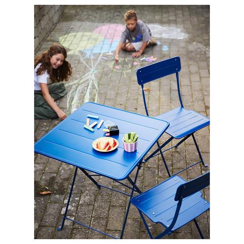 IKEA イケア テーブル＆折りたたみチェア2脚 屋外用 ダークブルー 