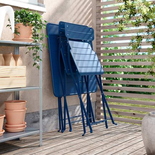 IKEA イケア テーブル＆折りたたみチェア2脚 屋外用 ダークブルー 