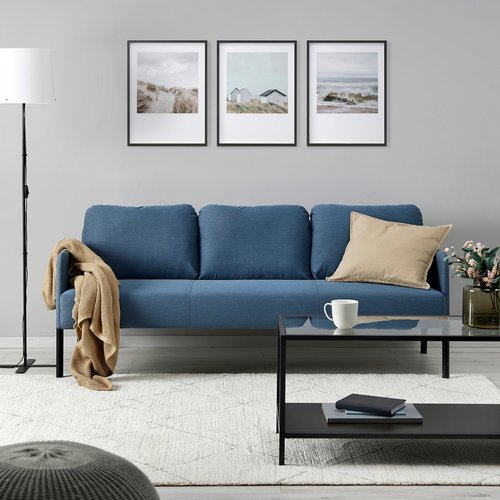 IKEA イケア 3人掛けソファ クニーサ ミディアムブルー big30595933