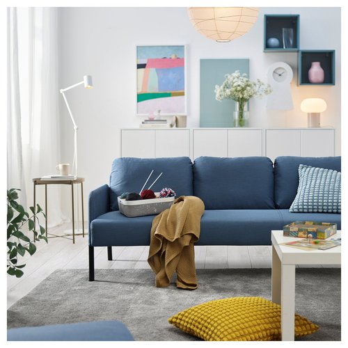 IKEA イケア 3人掛けソファ クニーサ ミディアムブルー big30595933