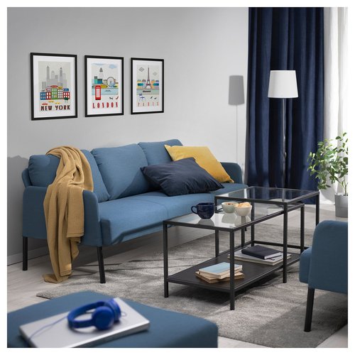IKEA イケア 3人掛けソファ クニーサ ミディアムブルー big30595933