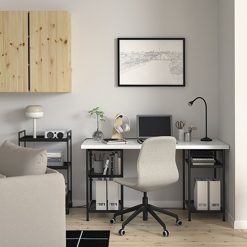 IKEA イケア デスク ホワイト/ブラック 140×60cm big39563857 