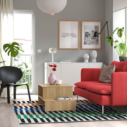 IKEA イケア ラグ パイル短 マルチカラー/ストライプ 170×240cm