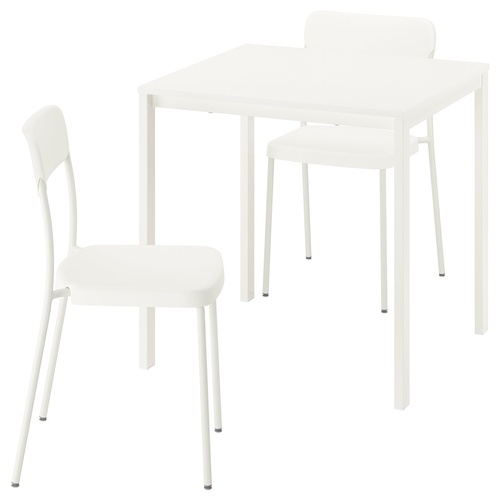IKEA イケア テーブル＆チェア2脚 ホワイト ホワイト/ホワイト 74×74cm m39599446 VIHALS ヴィーハルス