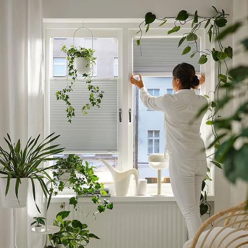 IKEA イケア 遮光プリーツブラインド ホワイト トップダウン ボトム