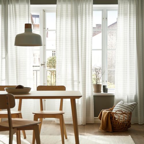 IKEA ドレープカーテン 2組計4枚ホワイト 145x250cm 遮像・採光