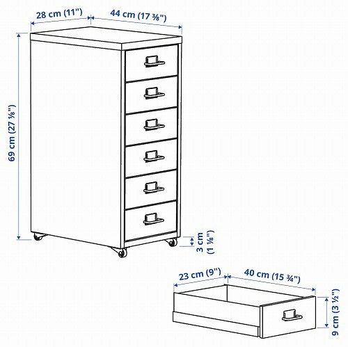 IKEA イケア 引き出しユニット キャスター付き ホワイト 白 28x69cm