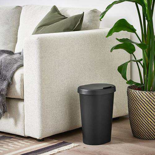 IKEA イケア ふた付きゴミ箱 ブラック黒 8L m80520501 HOLASS IKEA イケア ふた付きゴミ箱 ブラック黒 8L m80520501 HOLASS