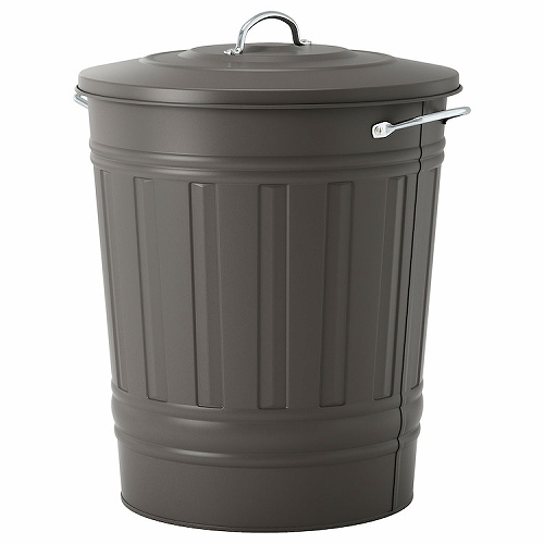 IKEA イケア ふた付きゴミ箱 40L グレー a50315314 KNODD クノッドの
