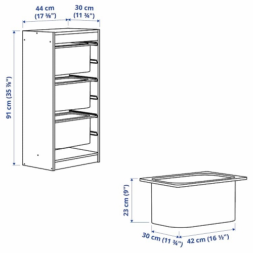 【セット商品】IKEA イケア 収納コンビネーション パイン ボックスMサイズx3個 44x30x91cm v0060 TROFAST トロファスト_9