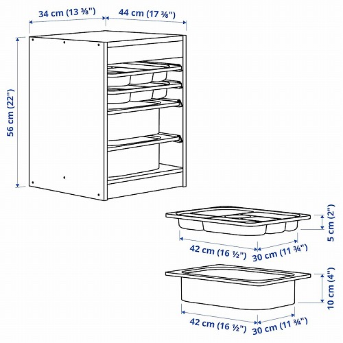 【セット商品】IKEA イケア 収納コンビネーション ホワイトトレイx2個 ボックスSサイズx2個 34x44x56cm v0066 TROFAST トロファスト_6