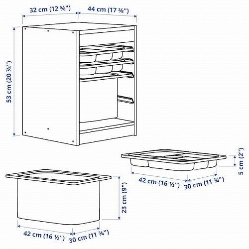 【セット商品】IKEA イケア 収納コンビネーション パイン トレイx2個 ボックスMx1個 32x44x53cm v0068 TROFAST トロファスト_17