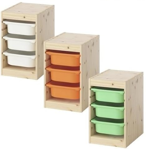 【セット商品】IKEA イケア 収納コンビネーション パイン ボックスSサイズx3個 32x44x53cm v0070 TROFAST トロファスト