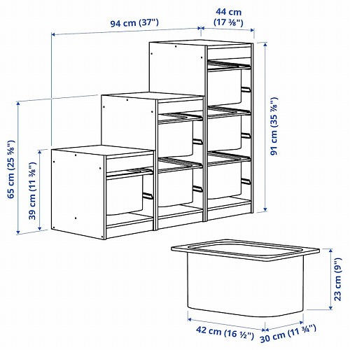 【セット商品】IKEA イケア 収納コンビネーション パイン ボックスMサイズx6個 94x44x91cm v0071 TROFAST トロファスト_5