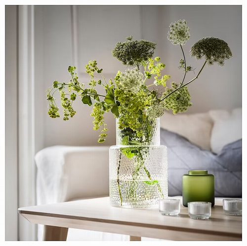 IKEA花瓶9点セット KONSTFULL コンストフル 花瓶, クリアガラス/模様入り, 10 cm - IKEA