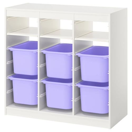 IKEA イケア 収納コンビネーション 棚/ボックス付き ルームディバイダ—/ホワイト ライラック 99x44x95cm s29613136 TROFAST トロファスト