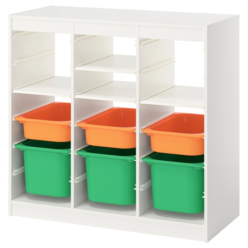 IKEA イケア 収納コンビネーション ルームディバイダ— ホワイト/ライトオレンジ ブライトグリーン 99x 44x95cm s39613112 TROFAST トロファスト