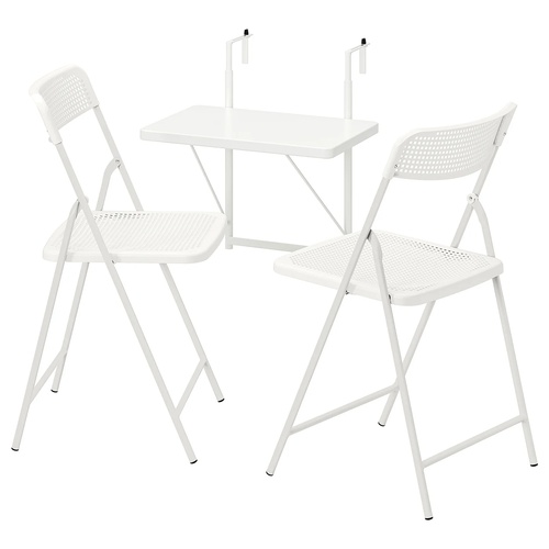 IKEA イケア テーブル 壁取り付け式＆折りたたみチェア2 屋外用 ホワイト/ホワイト 50x35cm s59582119 TORPARO トルパロー