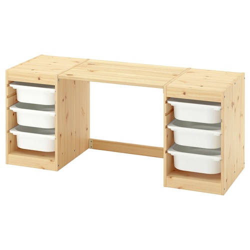 IKEA イケア デスク 収納ボックス付き ライトホワイトステインパイン ホワイト 124x 44x53cm s69613907 TROFAST トロファスト