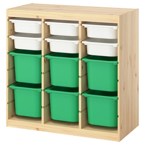 IKEA イケア 収納コンビネーション ルームディバイダ— ライトホワイトステインパイン/ホワイト ブライトグリーン 93x 44x91cm s79612709 TROFAST トロファスト
