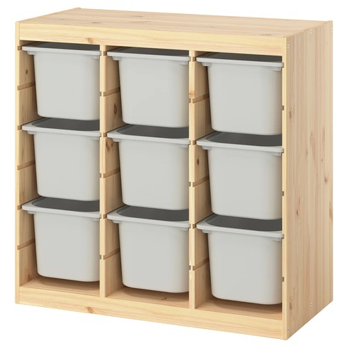 IKEA イケア 収納コンビネーション ルームディバイダ—/ライトホワイトステインパイン グレー 93x 44x91cm s89612704 TROFAST トロファスト