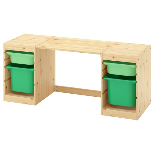 IKEA イケア デスク 収納ボックス付き ライトホワイトステインパイン/ライトグリーン ブライトグリーン 124x 44x53cm s89613874 TROFAST トロファスト