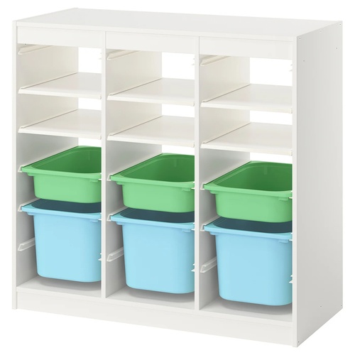 IKEA イケア 収納コンビネーション 棚/ボックス付き ルームディバイダ—/ホワイト ライトグリーン ライトブルー 99x 44x95cm s99613109 TROFAST トロファスト