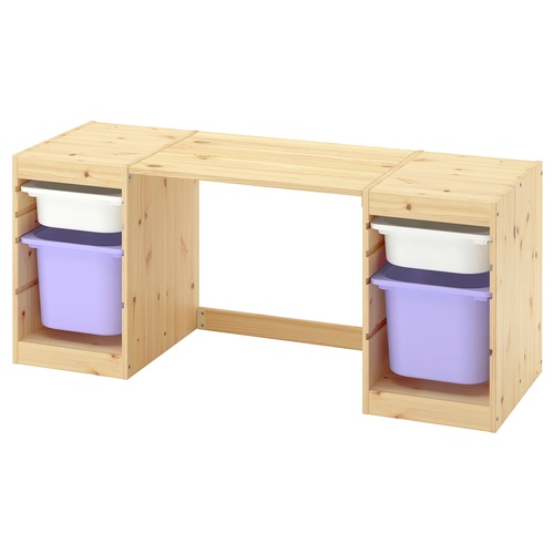 IKEA イケア デスク 収納ボックス付き ライトホワイトステインパイン/ホワイト ライラック 124x 44x53cm s99613939 TROFAST トロファスト