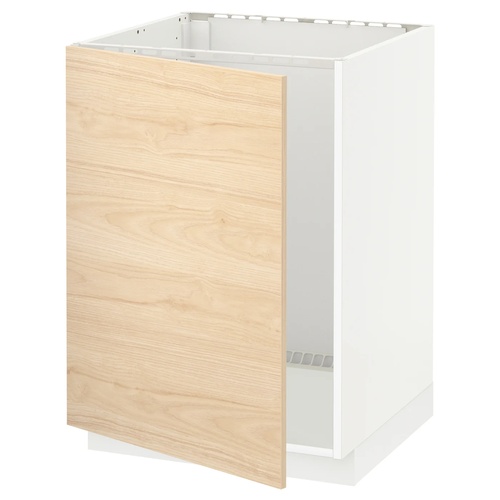 IKEA イケア ベースキャビネット シンク用 ホワイト/アスケルスンド ライトアッシュ調 60x 60x80cm s99449227 METOD メトード
