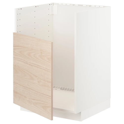 IKEA イケア ベースキャビネット TALLSJON/タルショーン シンク用 ホワイト/アスケルスンド ライトアッシュ調 60x 60x80cm s99550201 METOD メトード