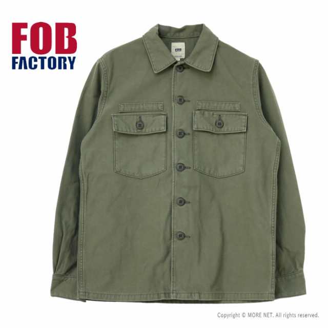 FOBファクトリー FOB FACTORY オリーブバックサテン ファティーグシャツジャケット F2362 メンズ 日本製