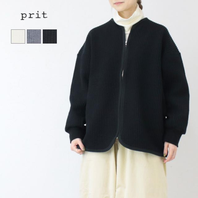 プリット prit コールキルトVネックジップカーディガン P90610 日本製 羽織 ジャケット 無地 アウター レディース