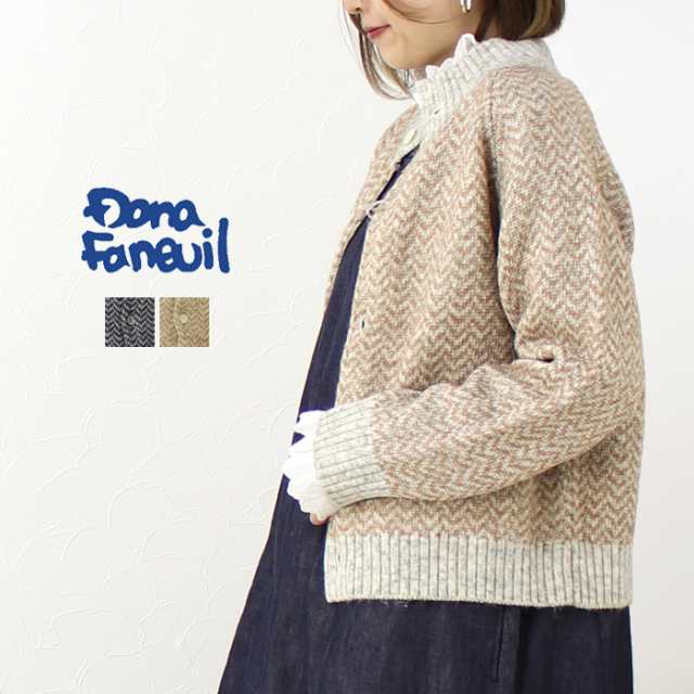 ダナファヌル Dana Faneuil ヘリンボーン柄ショート丈ニット