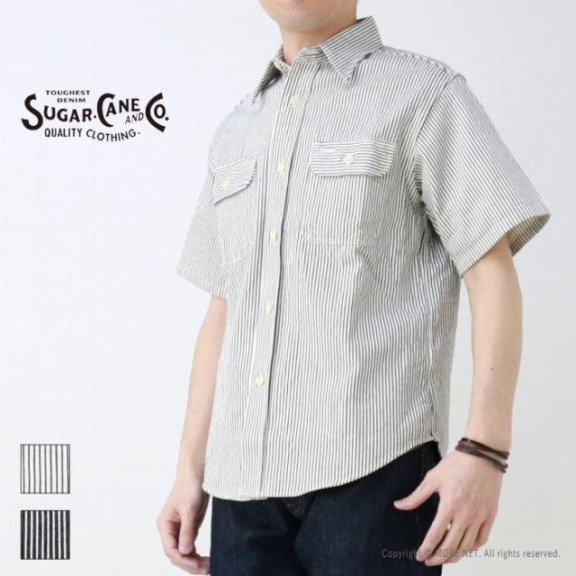 シュガーケーン SUGAR CANE ヒッコリーストライプ半袖ワークシャツ SC37944 メンズ 日本製_2