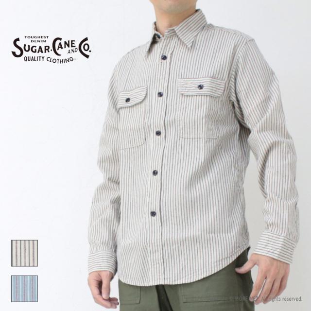 シュガーケーン SUGAR CANE ドビーストライプワークシャツ SC29146 メンズ 日本製 長袖_2