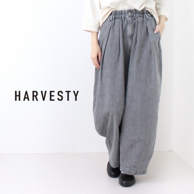 ハーベスティ HARVESTY 10ozブラックデニムサーカスパンツ A12410 日本製 加工 ワイド レディース メンズ ボトム