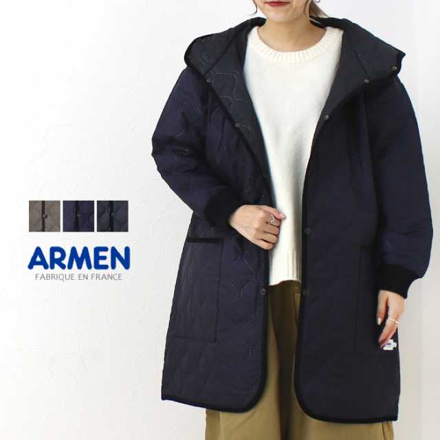 アーメン ARMEN ヒートキルト・オーバーサイズミドル丈フードコート NAM2352PP ポーランド製 ロング丈 ジャケット アウター レディース