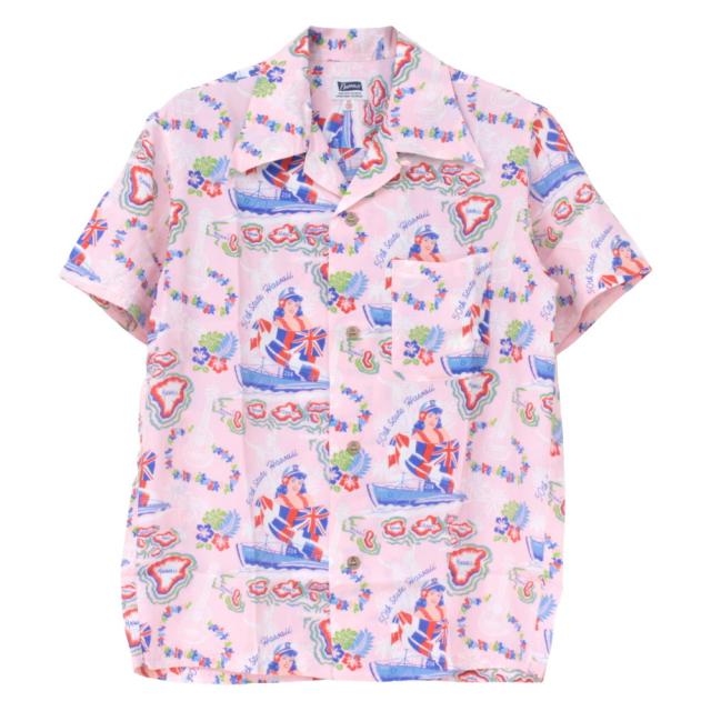 フェローズ PHERROW'S レーヨンハワイアンシャツ 25S-HAWAIIAN NAVY メンズ 日本製 アロハ 半袖
