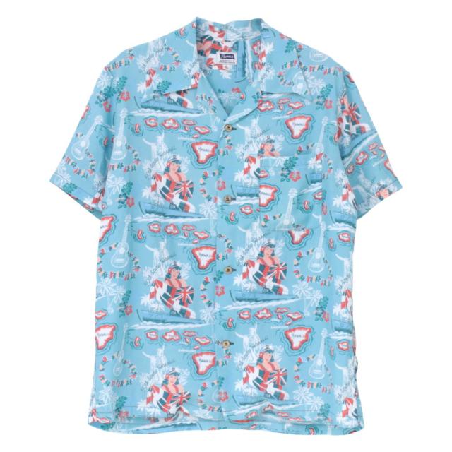 フェローズ PHERROW'S レーヨンハワイアンシャツ 25S-HAWAIIAN NAVY メンズ 日本製 アロハ 半袖